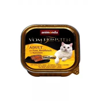 ANIMONDA Vom Feinsten Adult kalkun, veiseliha ja porganditega - märg kassitoit - 100g
