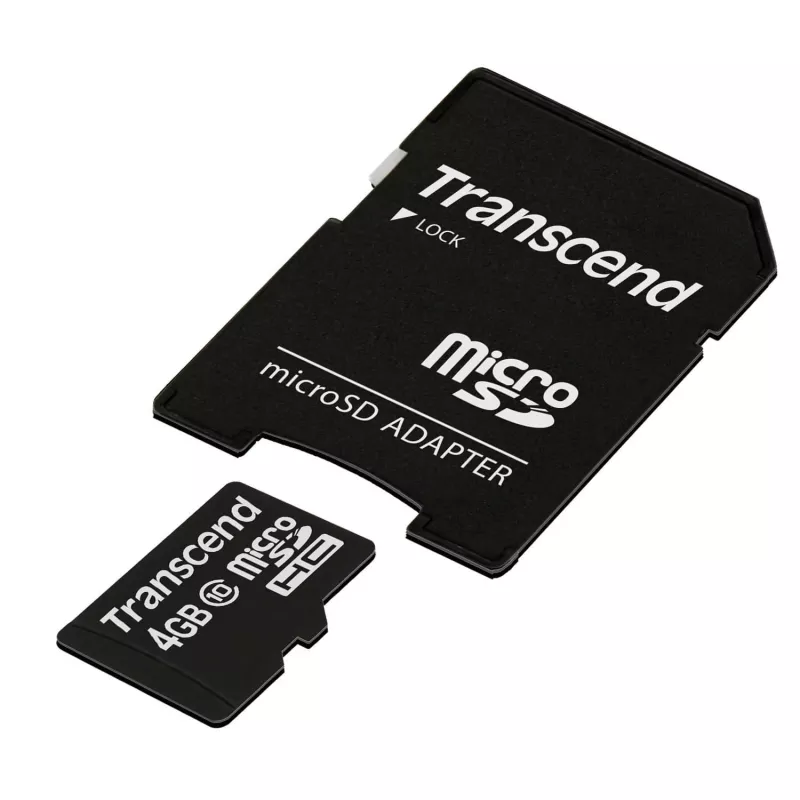 Transcend 4 GB MicroSDHC klass 10 välkmälu koos adapteriga