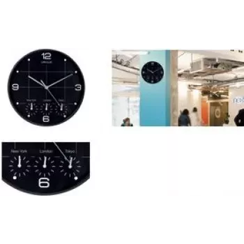 Seinakell unilux ON TIME, kvarts, Ø 300 mm, must korpus, valged numbrid, sekundiosuti, plastkorpus