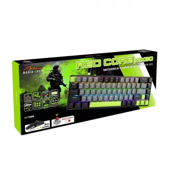 Mehaaniline klaviatuur MEDIA-TECH MT1260 Red Core MX60, 60% vormitegur, CHERRY MX Red lülitid, RGB taustvalgustus, USB, roheline