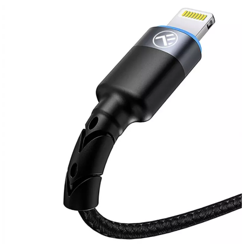 USB- ja Lightning-andmekaabel Tellur 1,2 m nailonpunutisega must