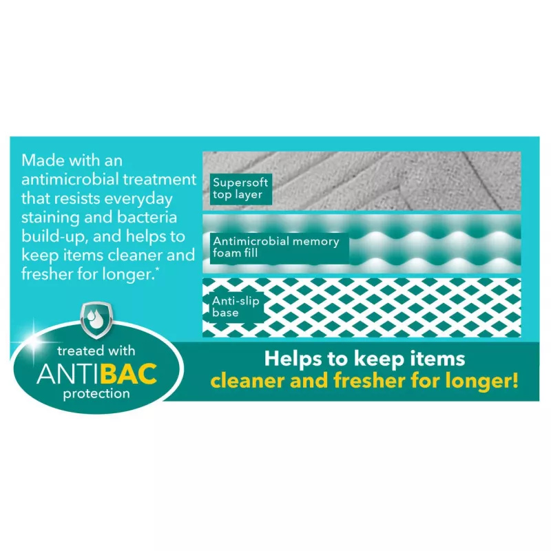 Vannimatt Beldray LA032647LGRYUFFEU7 Antibac Chevron mäluvahuga, antibakteriaalne, hall