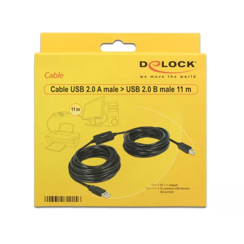 USB-kaabel DeLOCK 11m USB2.0-A - USB2.0-B