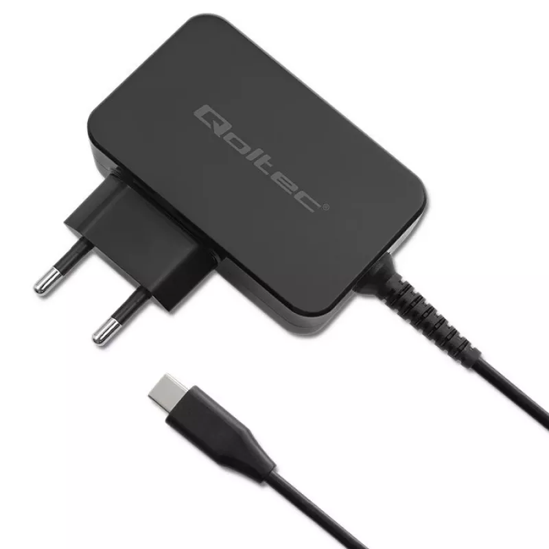 Qoltec 52386 GaN POWER PRO laadija | 1xUSB-C | 65W | 5-20V | 3-3.25A | Must