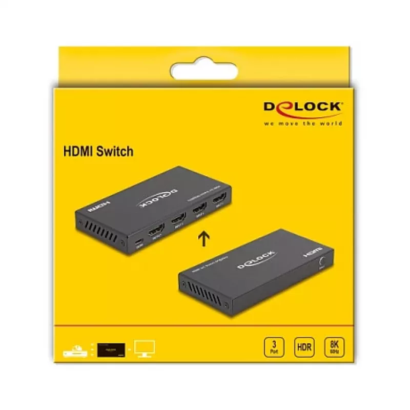 DeLOCK HDMI-lüliti, 3 x HDMI-sisend ühele HDMI-väljundile, 8K 60 Hz