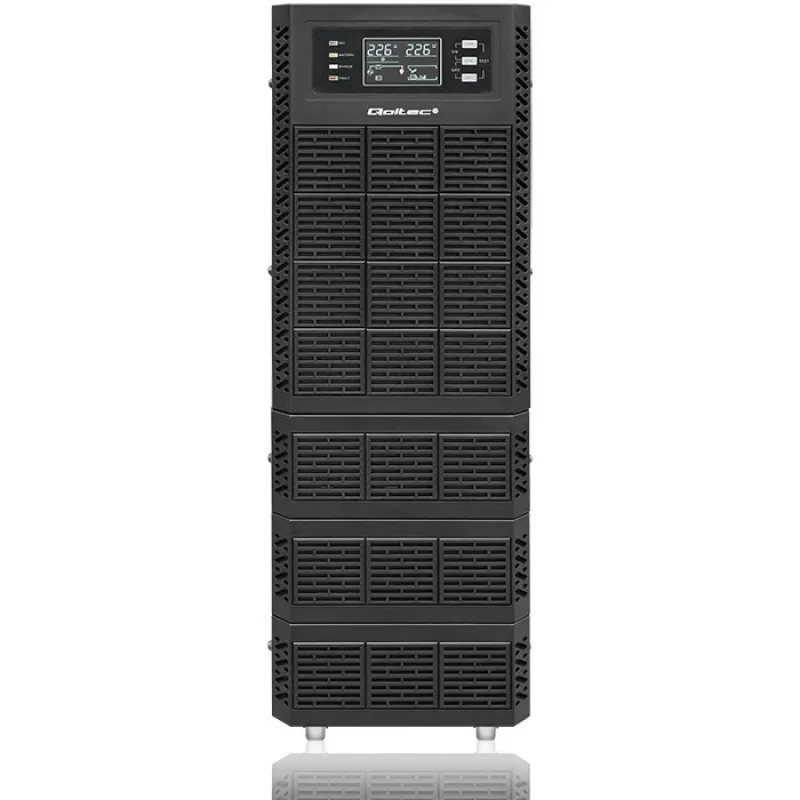 Qoltec 52284 Katkematu toiteallikas UPS | 10kVA | 10000W | Võimsustegur 1.0 | LCD | EPO | USB | Online