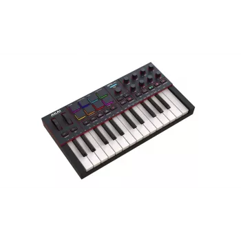 MIDI-klaviatuur AKAI MPK MINI 4 must — 25 klahvi, 8 padi, 8 enkooderit, arpedžaator, USB-C, MIDI-väljund