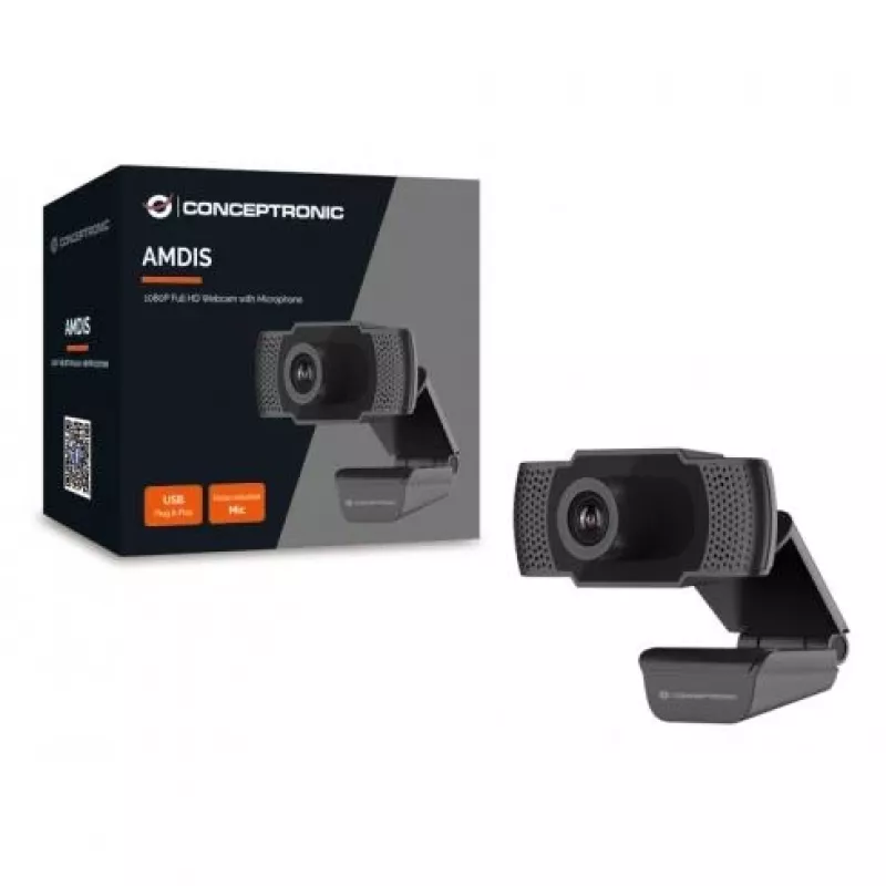 Conceptronic AMDIS 1080P Full HD veebikaamera mikrofoniga, 2 MP, 1920 x 1080 pikslit, Full HD, 30 kaadrit/s, H.264, M-JPEG, YUV, 90°