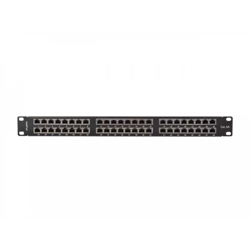 PATCH PANEL 48 PORT 1U 19 CAT6A FTP VARjestatud MUST LANBERG