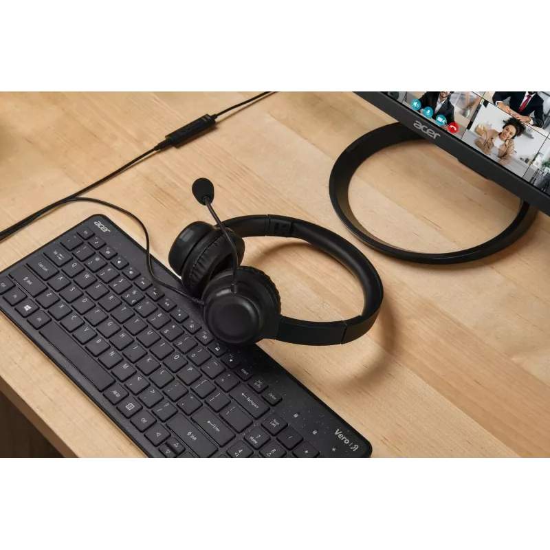 Juhtmega kontoripeakomplekt Acer AHW154 — stereo, 3,5 mm pesa, vastupidav disain