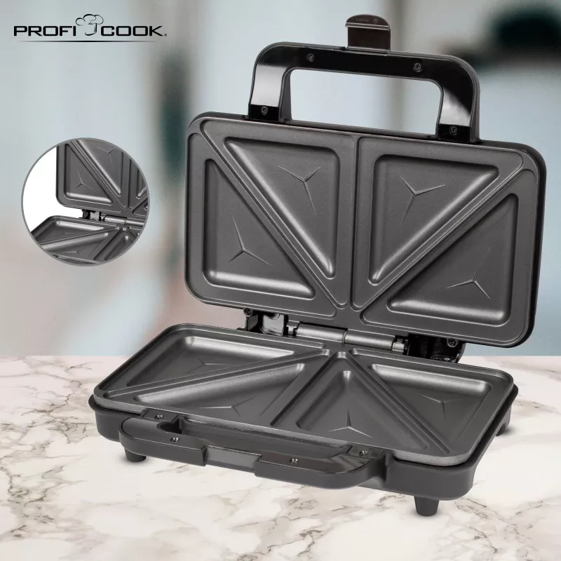ProfiCook PC-ST 1092 - võileivagrill - 900 W - roostevaba teras/must