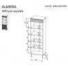 Cama 3 ALMERA Raamaturiiul 60x42x185 pähkel/kašmiir