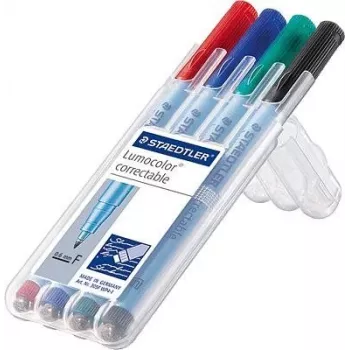 Marker Staedtler Lumocolor correctable 305 4 tk roheline must sinine punane
