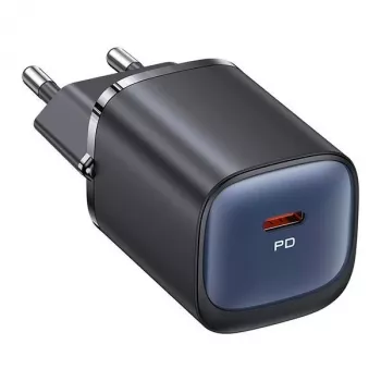 usams 30W GaN USB-C kiirlaadija USA001446 — 30W USB-C PD kaasaskantav seinapidur, must