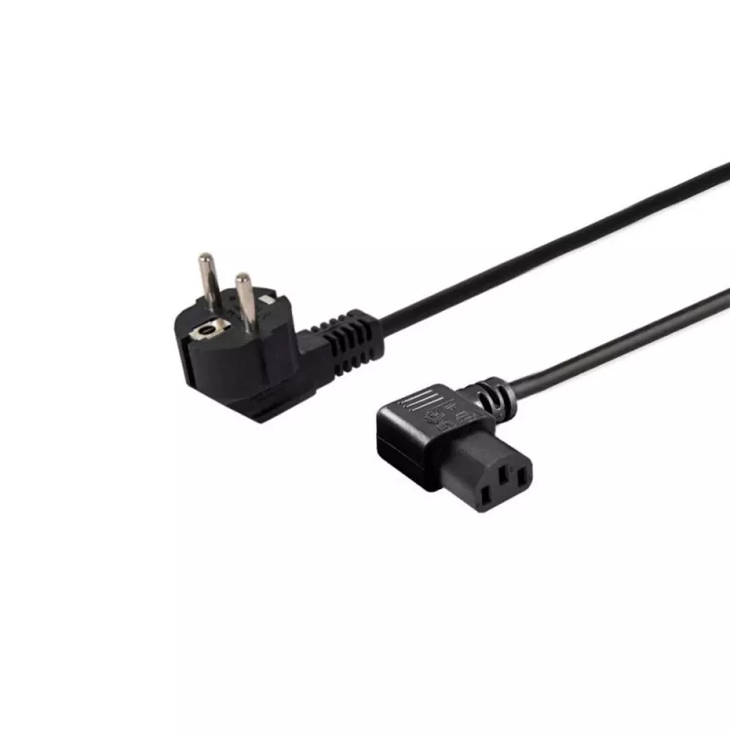 Toitekaabel SAVIO CL-116 — 1,8 m, must, nurga all toitepistik tüüp C kuni nurga all IEC C13, 3-sooneline 0,5 mm²