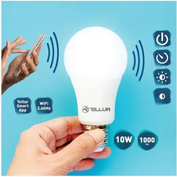 Tellur WiFi nutipirn E27, 10W valge/soe, hämardatav