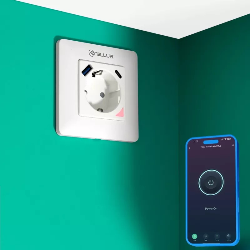 Tellur TLL331531 nutikas WiFi seinapistik — 3600 W, 16 A, WiFi-kaugjuhtimine