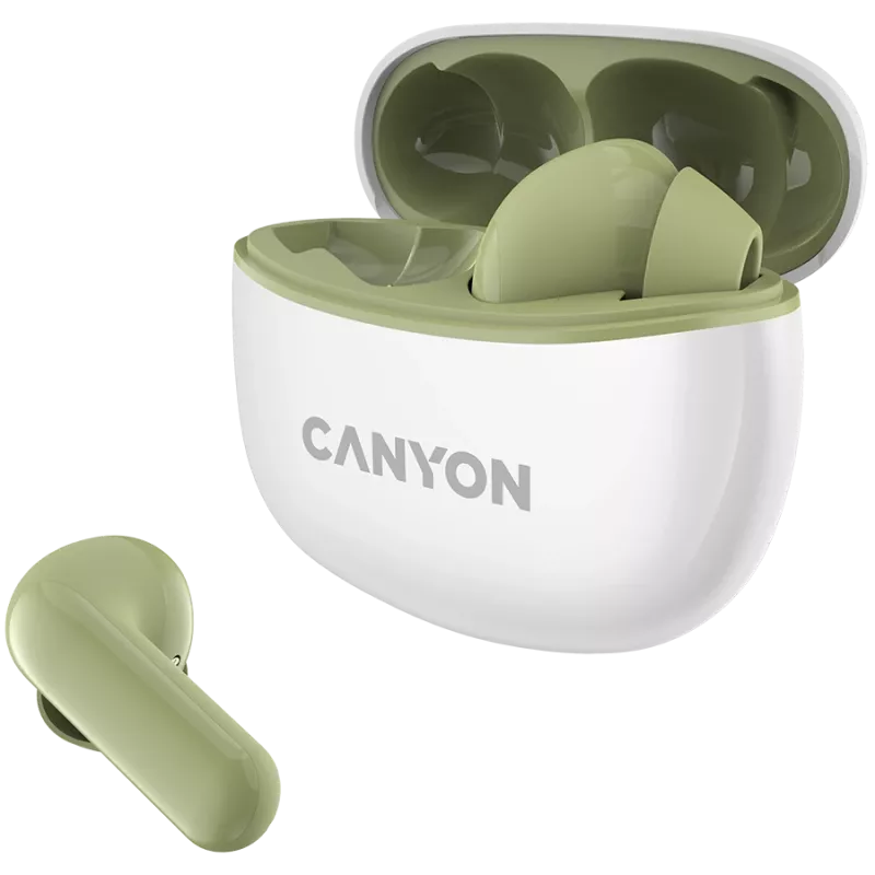 CANYON TWS-5 sissepandavad kõrvaklapid, roheline, Bluetooth 5.3, puutetundlik juhtimine, laadimissisend: USB-C