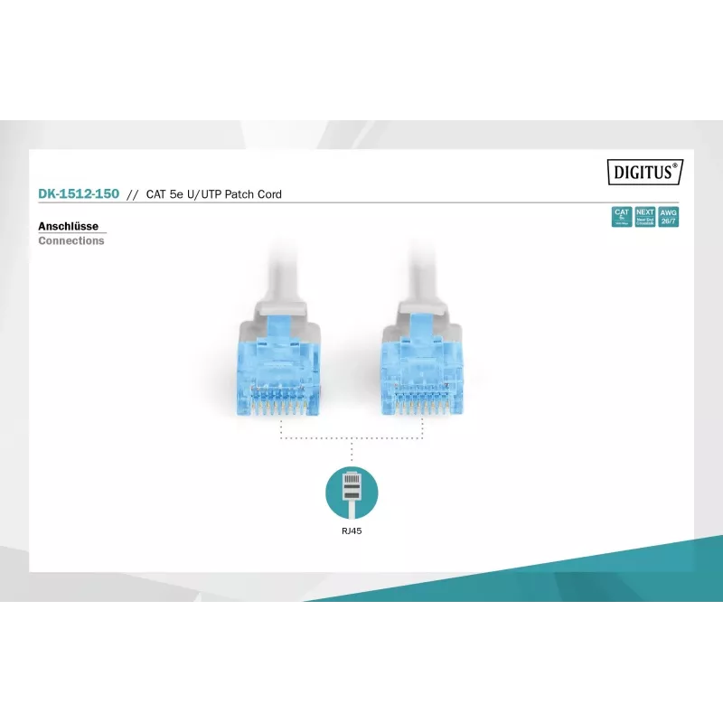 Digitus DK-1512-150 RJ45 võrgukaabel CAT 5e U/UTP hall 15m