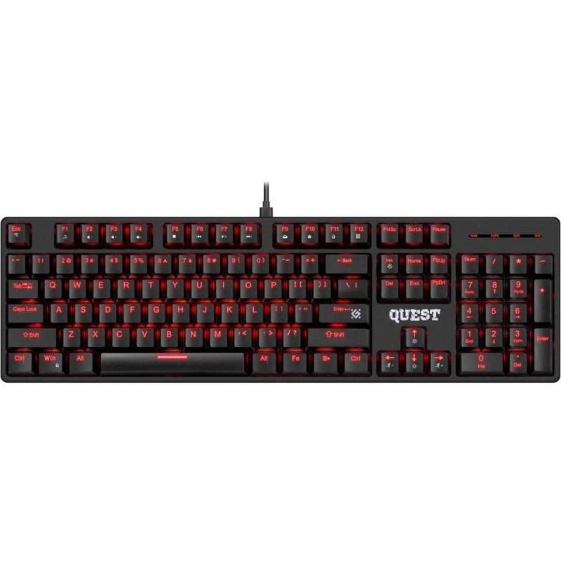Mehaaniline klaviatuur DEFENDER QUEST GK-596 — RGB-taustvalgustus, Anti-Ghosting, juhtmega, kompaktne paigutus