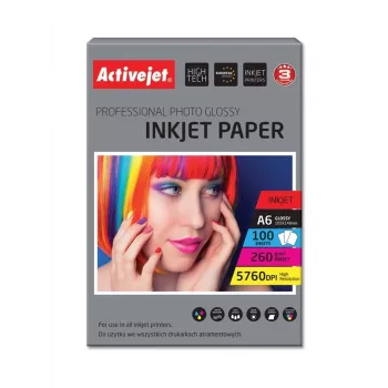 Activejet AP6-260GR100 fotopaber tindiprinteritele; A6; 100 tk, 10x15