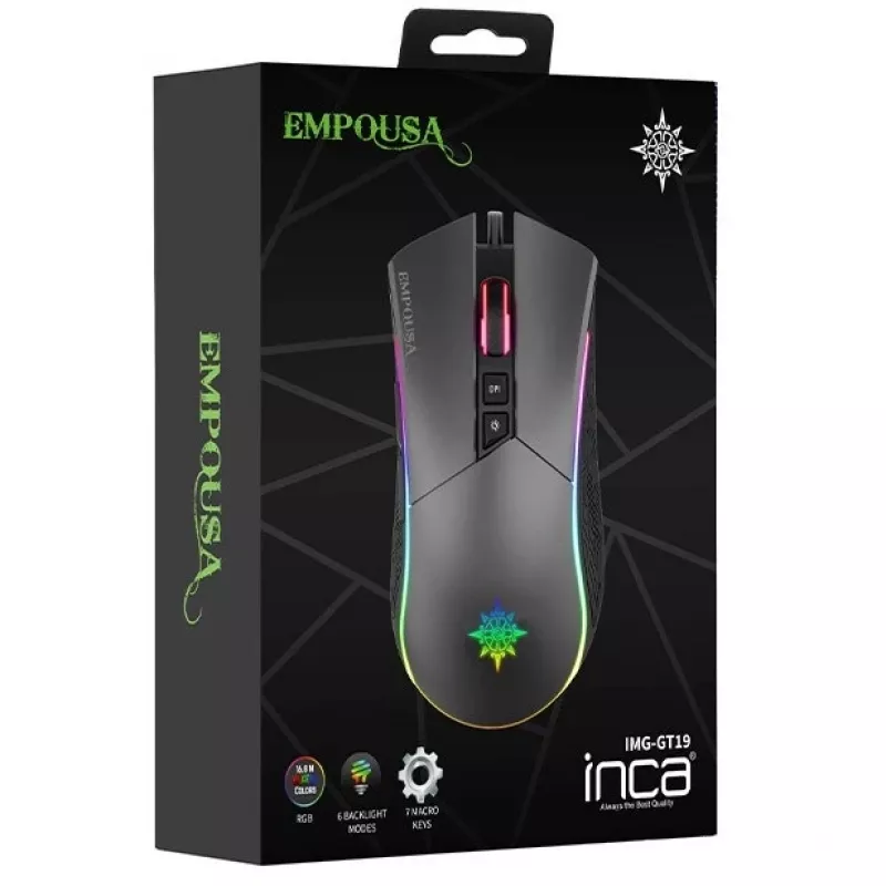 INCA mänguhiir IMG-GT19 4800 DPI. RGB. 7 nuppu. USB. SW jaemüük
