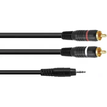Heliadapterkaabel Omnitronic 3,5 mm pistikupesa kuni 2×RCA, 1 m