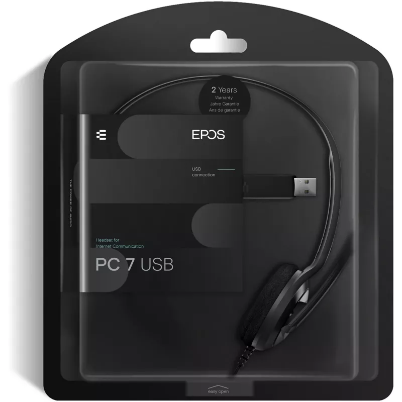 Sennheiser PC 7 USB peakrauaühendusega juhtmega peapaelaga kõrvaklapid kontorisse/kõnekeskusesse USB Type-A must