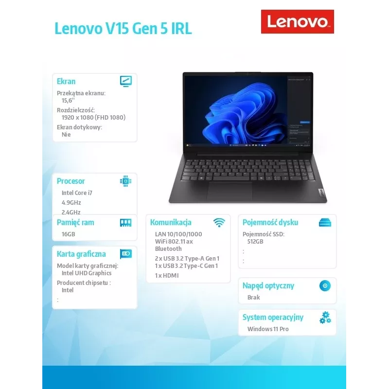 Sülearvuti Lenovo V15 G5 15,6-tolline i7-13620H 16 GB 512 GB