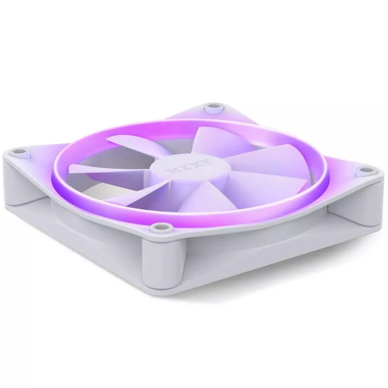 NZXT korpuse ventilaator F120 RGB 120 mm valge, 4-kontaktiline, 1800 p/min, 50,18 CFM, 18 LED-iga