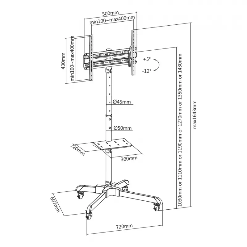 SBOX teleri seinakinnitus FS-224-2 32–55-tollistele ekraanidele, 35 kg kandevõime, VESA kuni 400×400