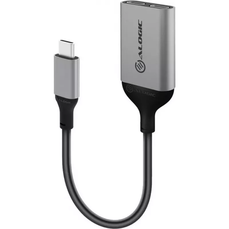 ALOGIC Ultra Series Charging Combo Adapter - USB-adapter - 24 pin USB-C (M) to 24 pin USB-C (W) - 10 cm - Toiteplokk + heli USB kaudu, toetab Power Delivery 3.0 - must, Spa
