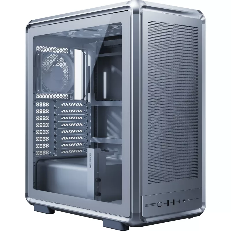 PC Midi Tower Cooler Master MasterFrame 500 Mesh — Must läbipaistva küljega, toetab ATX PSU-d, 2x200 mm ees + 1x120 mm taga, 2,5 tolli/3,5 tolli kettad