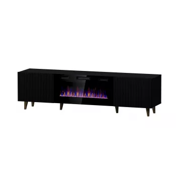 TV-kapp Cama Meble PAFOS EF elektrikaminaga 180x42x49 cm, must matt, 2 ust, 1400–1600 W