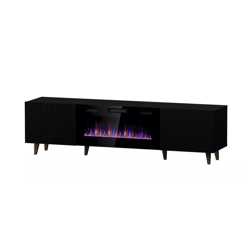 TV-kapp Cama Meble PAFOS EF elektrikaminaga 180x42x49 cm, must matt, 2 ust, 1400–1600 W