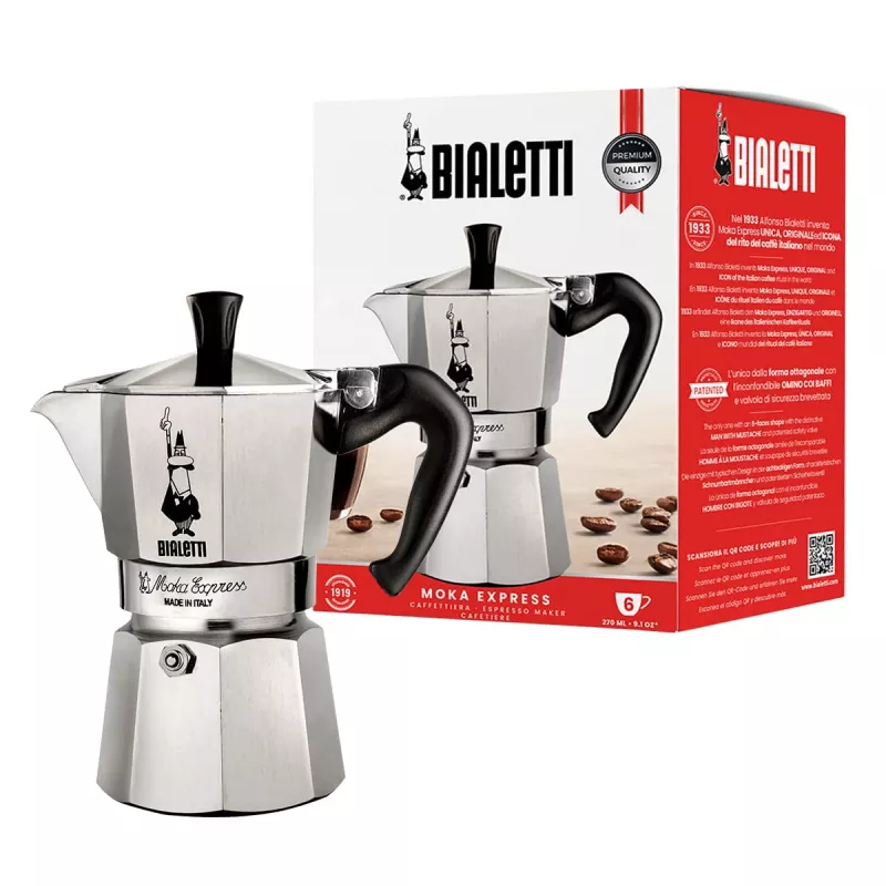 Bialetti Moka Express Moka pott 0,3 L Alumiinium, Must
