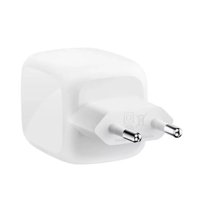 Sisene vahelduvvoolu kiirlaadija Belkin WCH020KQ2MWH-B6 — 2x USB‑C, 2 m sisseehitatud kaabel, valge