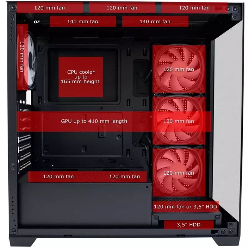 LC-Power korpus MidiTower 715B must USB3.2/Audio ilma toiteplokita SEAMLESS_X (LC-715B-ON)