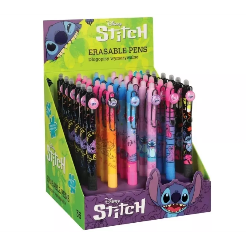 Sissetõmmatav kummeeritud kustutatav pastakas CoolPack Disney Stitch Must