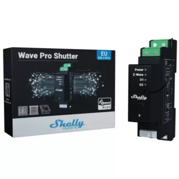 Shutter control Shelly Wave Pro Shutter, must, plastkorpus, 110–240 V AC, 50–60 Hz, 0,3 W, 19×69×94 mm