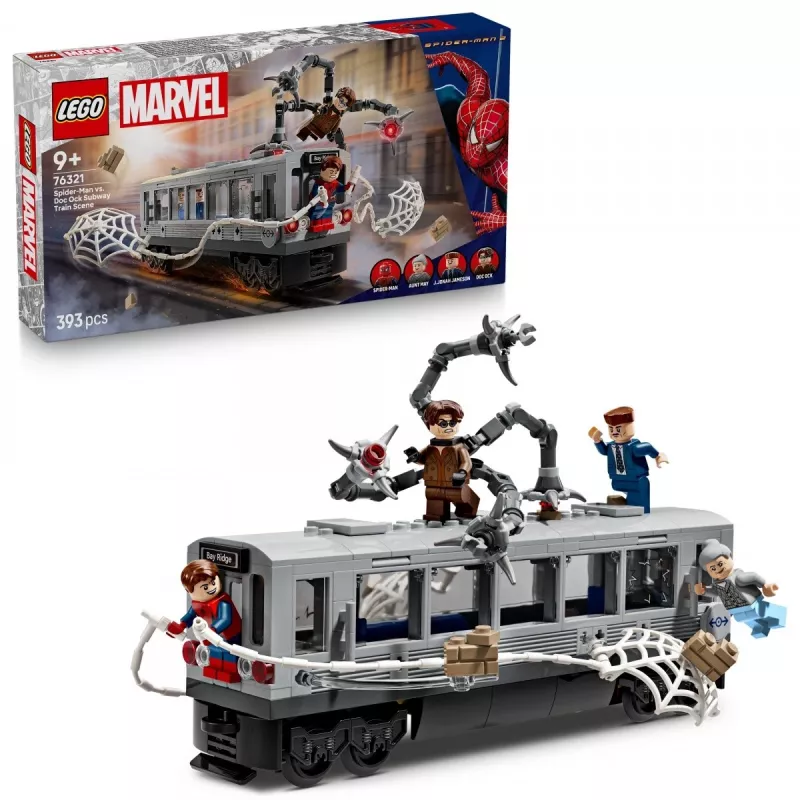 Konstruktsioonimänguasi LEGO Marvel Super Heroes 76321 Ämblikmees Doc Ock Metrootrassi Showdown mängukomplekt, 393 osa, 4 minifiguuri, vanus 9+