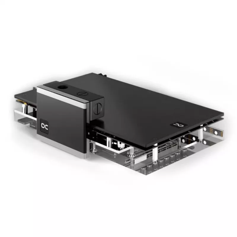 Vesijahutusterminal Alphacool Eisblock Aurora 180° (mudel 13763) — RGB-ühilduv, 180° nurga all terminal