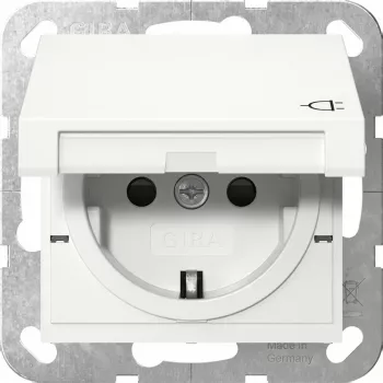 Schuko pistikupesa GIRA System 55, valge, IP44, 220–250 V, 50/60 Hz, sügavus 32 mm