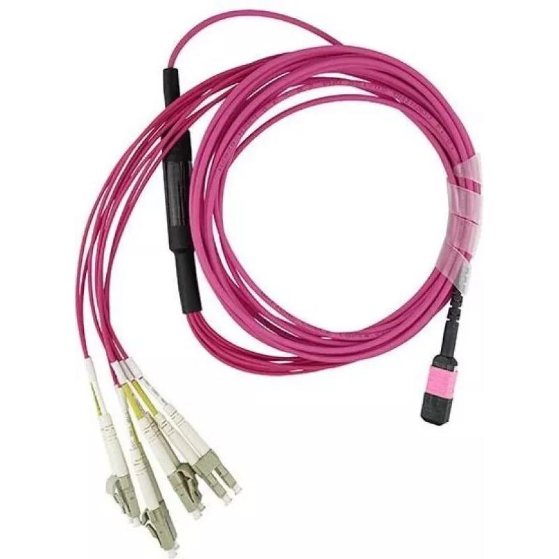 BlueOptics MPO/UPC kuni 4×Dupleks LC/UPC OM4 Multimoodne Breakout patch-kaabel, 3 m, 50/125 µm, 8‑sooneline, LSZH, magenta, tihvtita MPO