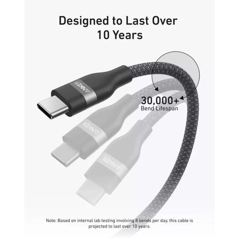 USB-C — USB-C kaabel Anker A82E2 — 0,9 m, USB-C USB-C-le, must