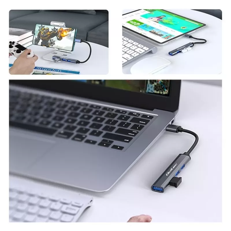 USB-jaotur QOLTEC 53792, USB-C 3.1 4-pordiline (USB 3.0 x1, USB 2.0 x3)