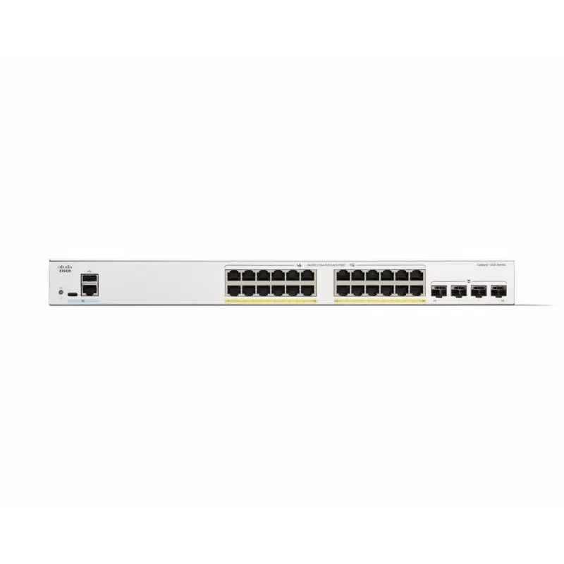 Cisco Catalyst 1300-24P-4G hallatav lüliti, 24 porti GE, PoE, 4x1GE SFP, piiratud eluaegne kaitse (C1300-24P-4G)