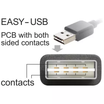 DeLOCK Easy - USB-kaabel - USB (M) vasakule/paremale nurga all, pööratav kuni USB tüüp B (M) - USB2.0 - 50 cm - Must (85167)