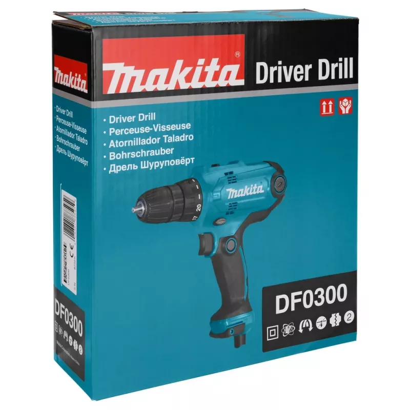 Makita DF0300 puur 1500 p/min võtmeta 1,2 kg must, sinine