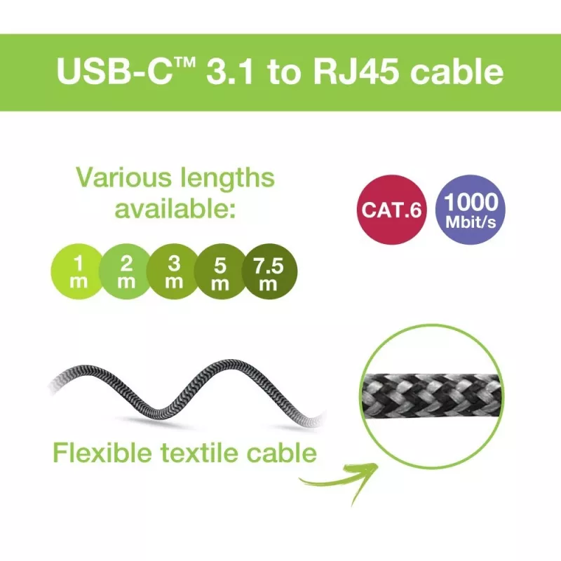Techly ICOC U3C-RJ45-010 võrgukaabel Hõbedane, Must 1 m Cat6 F/UTP (FTP)